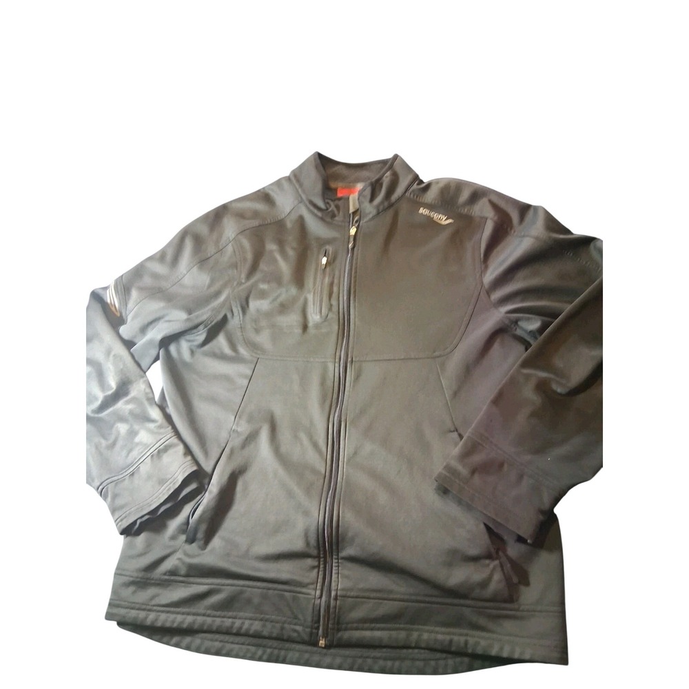 Saucony Men's Warm Up Jacket Black Mesh Lined Size XL Casual‎